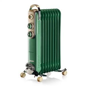 Ariete 838/14 Radiador de Aceite Vintage 9 Elementos Verde - Años 50, 3 Niveles de Potencia, Ruedas 360°