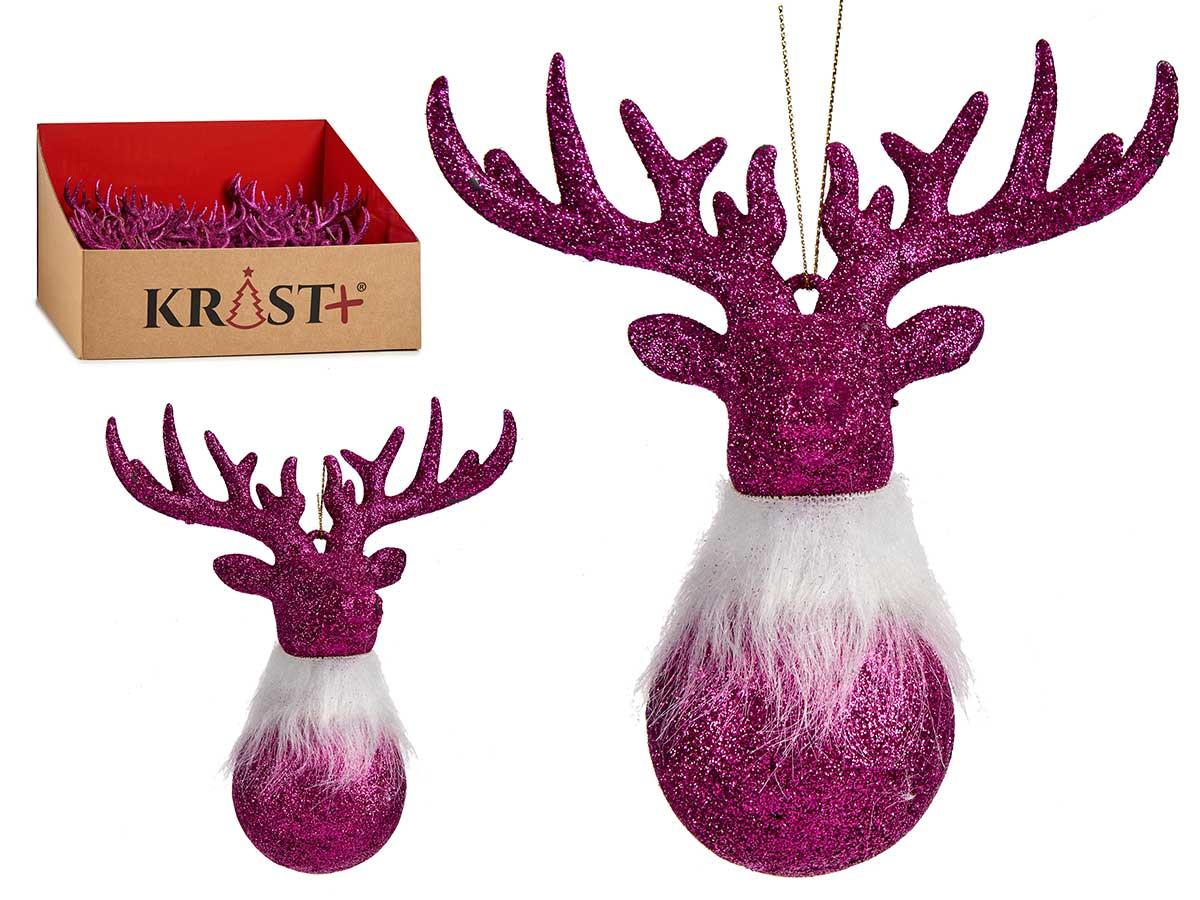 Krist+ Adorno Árbol Navidad Reno Fucsia 14x15.5x7 cm (48 Unidades)