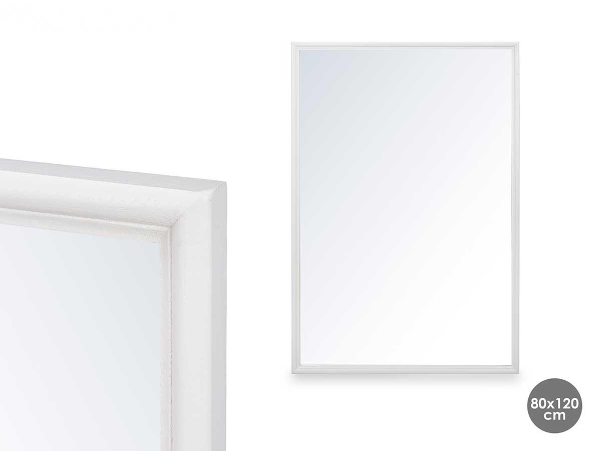 Giftdecor Espejo de Pared con Marco de Madera 80x120 cm Blanco
