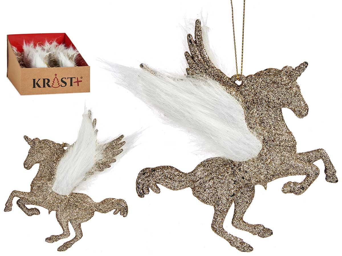 Krist+ Adorno Árbol Navidad Unicornio Champagne 13x13x2 cm (48 Unidades)