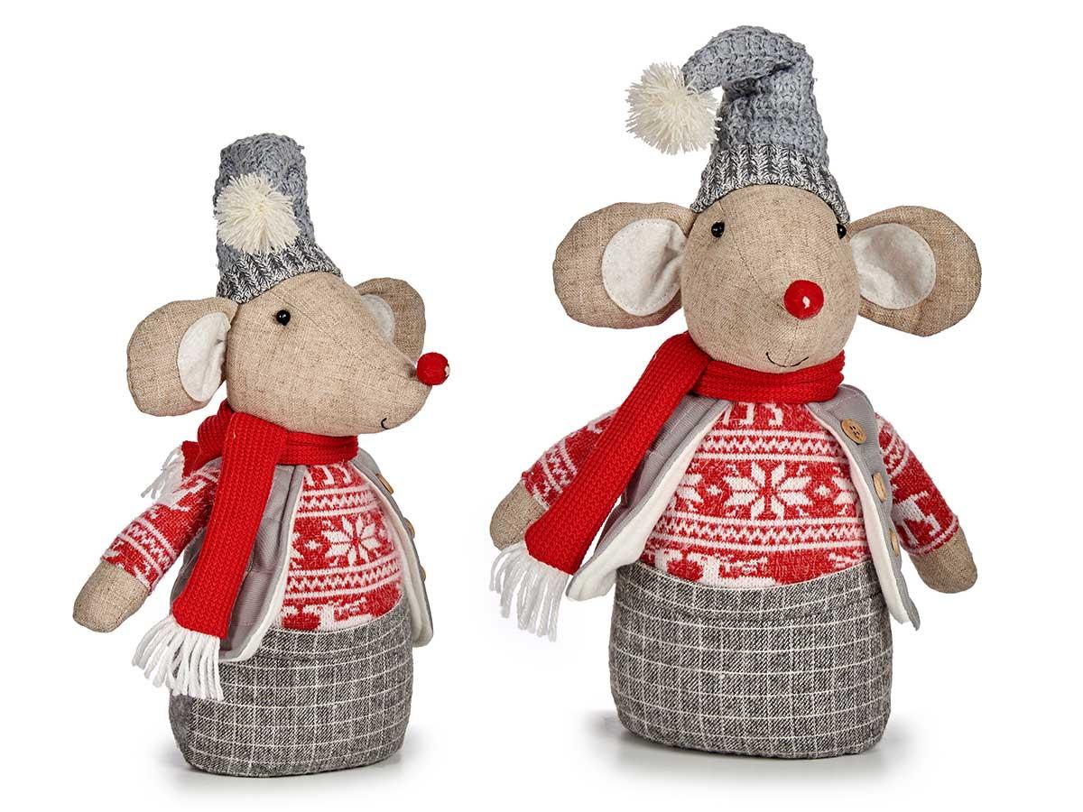 Krist+ Tope de Puerta Navideño Ratón 33 cm - Gris, Rojo, Marrón, Blanco (6 Unidades)