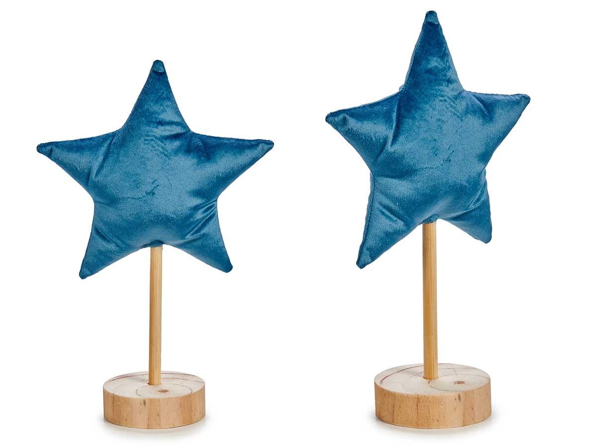 Krist+ Figura Estrella Navidad Pequeña Azul Madera y Poliéster 7x27x16 cm (24 Unidades)
