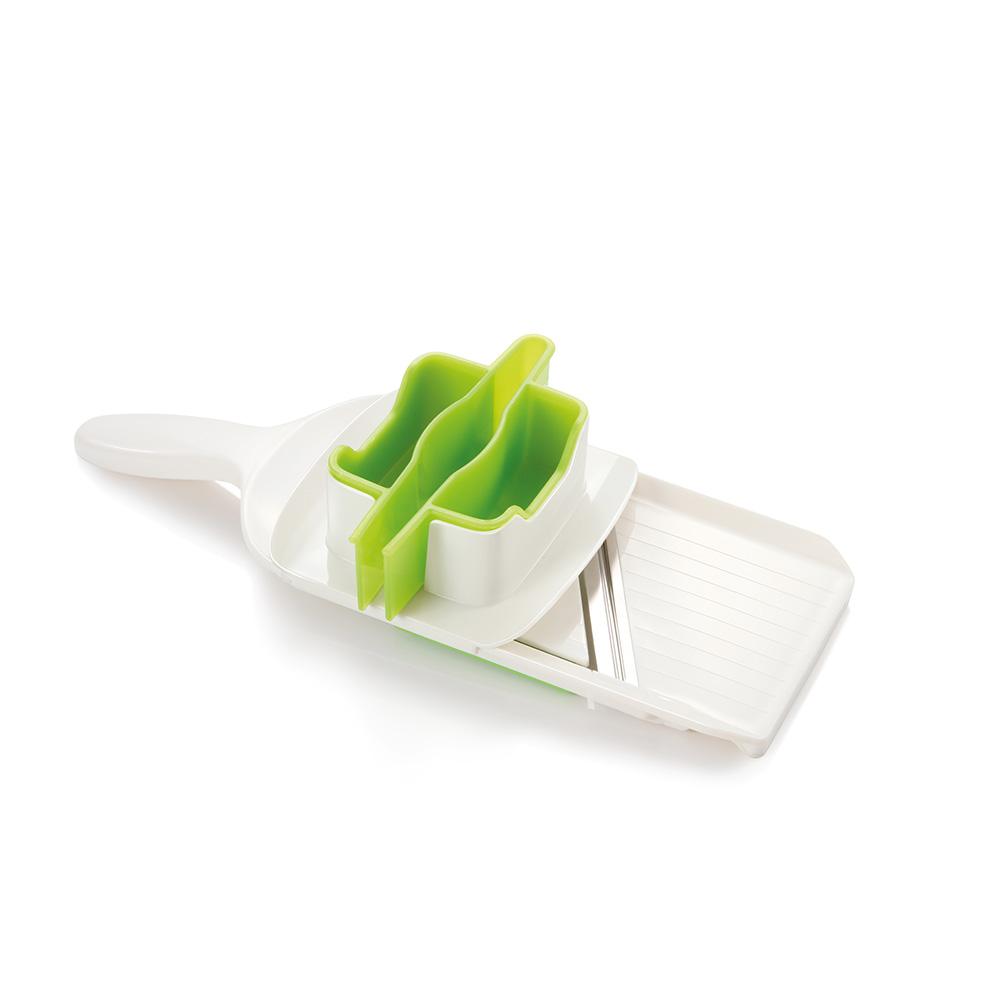 Tescoma Mandolina Handy con soporte multifunción, hoja de acero inoxidable, grosor de corte ajustable 1, 2 y 3 mm