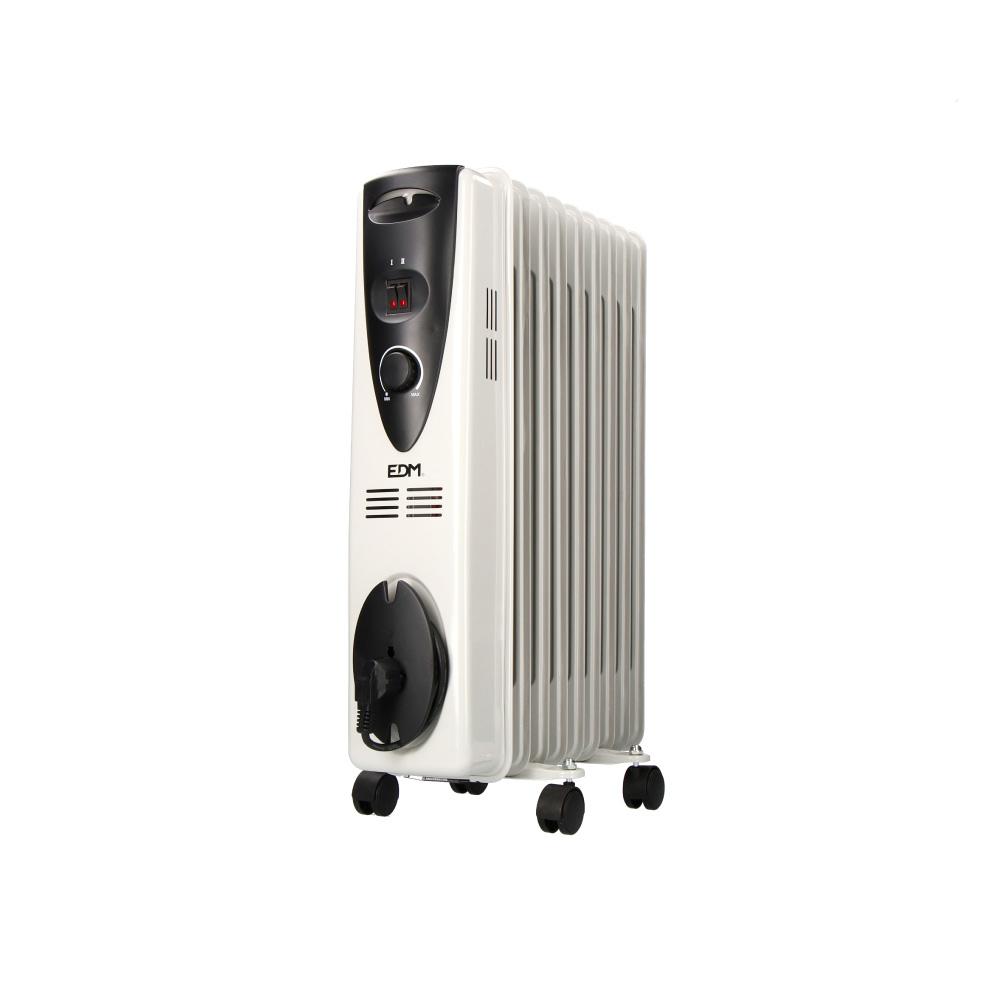 Edm Radiador de Aceite 2000W 9 Elementos con Termostato y Protección sobrecalentamiento Silencioso Blanco