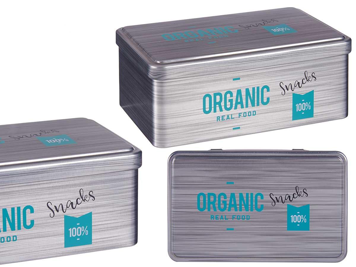 Kinvara Bote Hojalata Rectangular Organic Snacks 11x7x18 cm (24 Unidades)