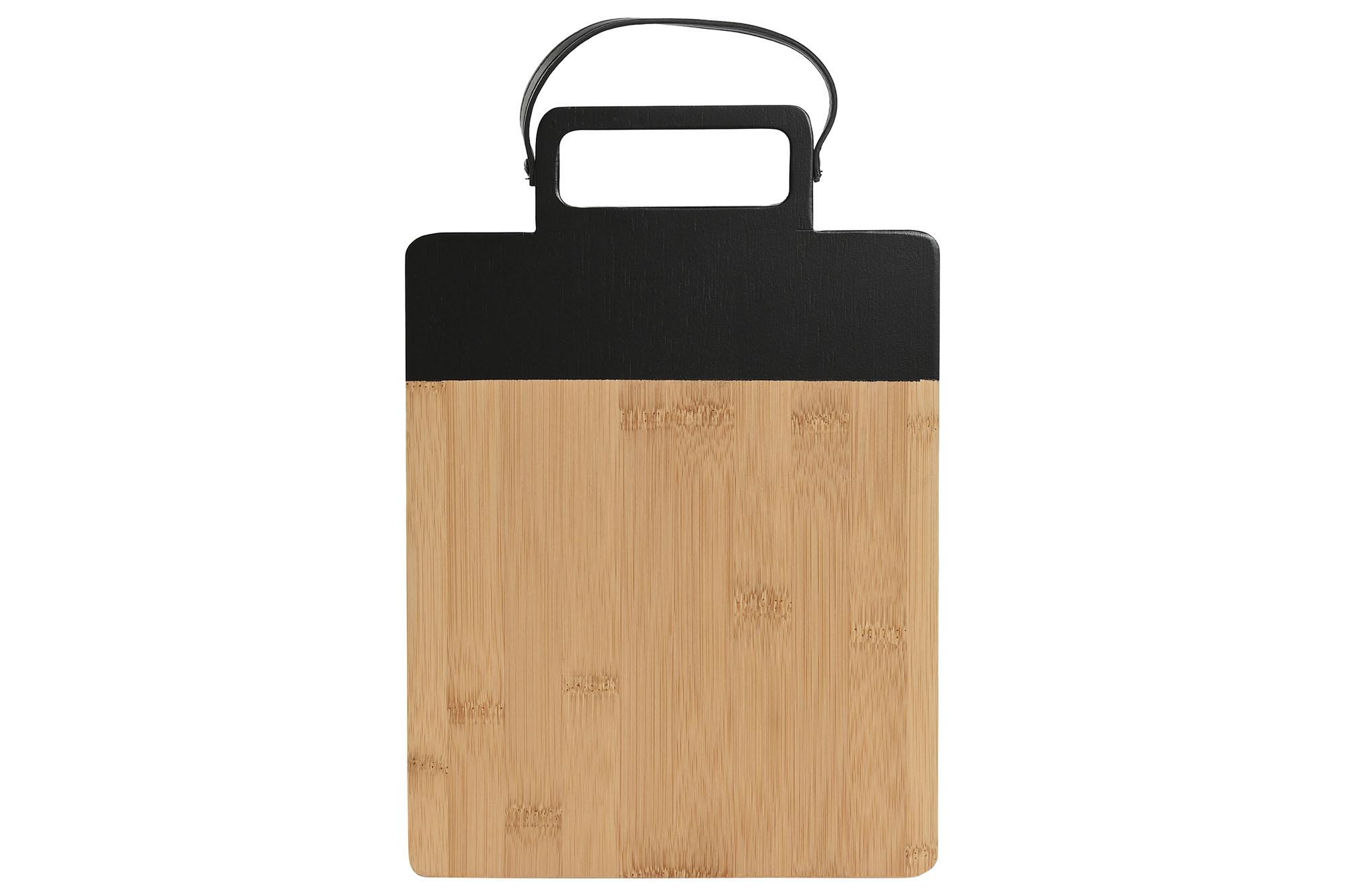 DKD Home Decor Tabla de Cortar Moderna de Bambú y PU, Colores Negro y Natural, 35.5 x 21 x 1.1 cm