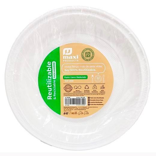 Maxi products Plato Llano Redondo 17 cm Blanco -100U-