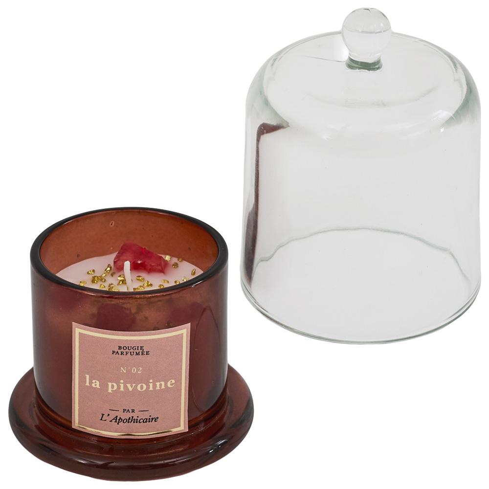 Home Deco Factory Vela Perfumada Piedras Con Campana Colección Apothicaire - Aromas Peonía, Almendra, Higo - Vaso Vidrio, 17h Duración