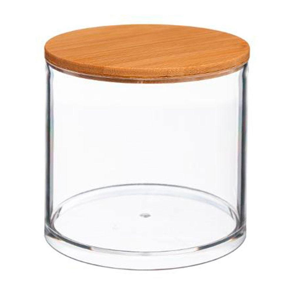 5Five Caja redonda de baño de bambú modelo Selena - Transparente, Poliestireno