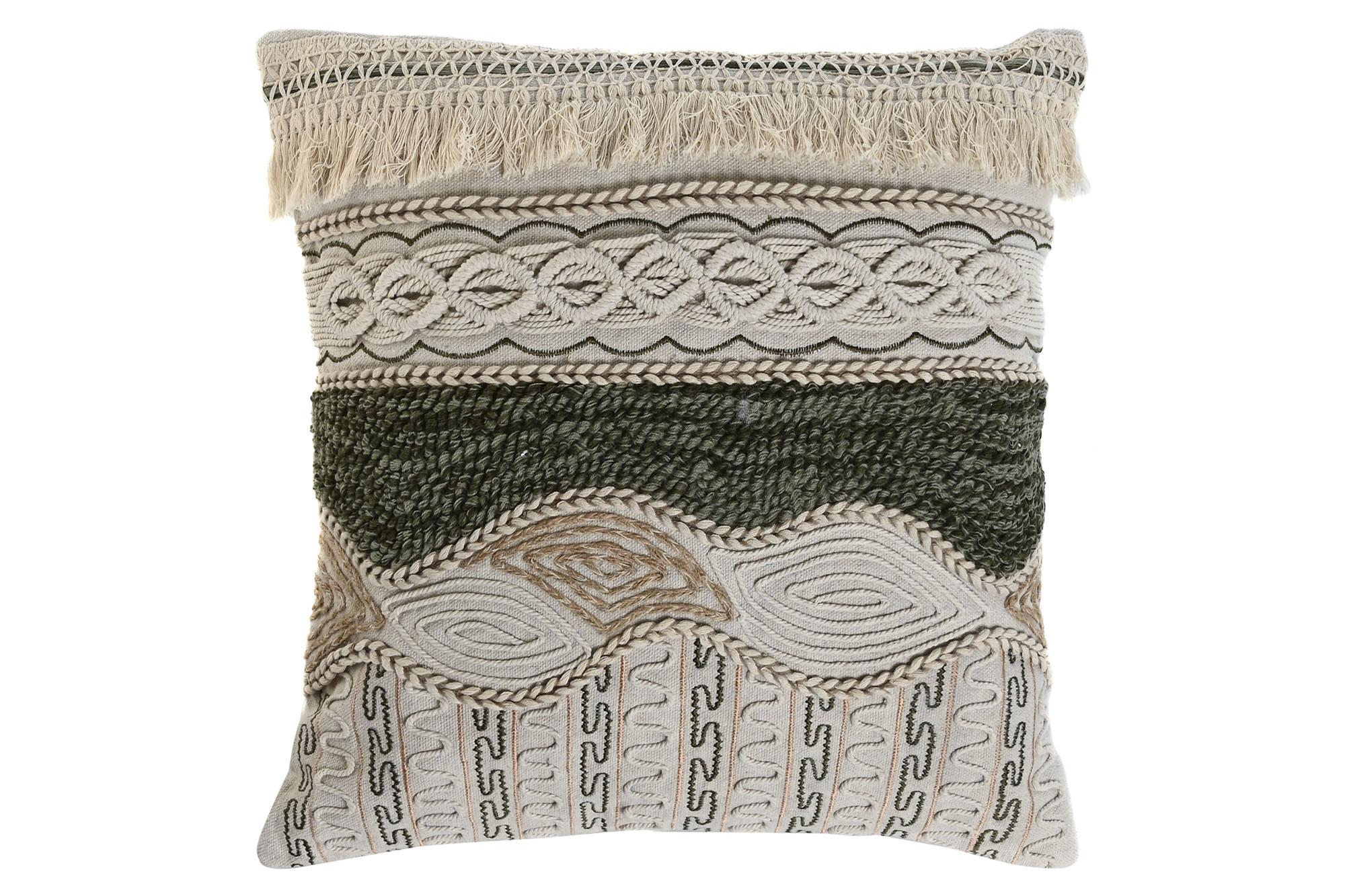 DKD Home Decor Cojín Boho de Algodón Bordado a Mano 45x45 cm Set de 2 Unidades con Cremallera