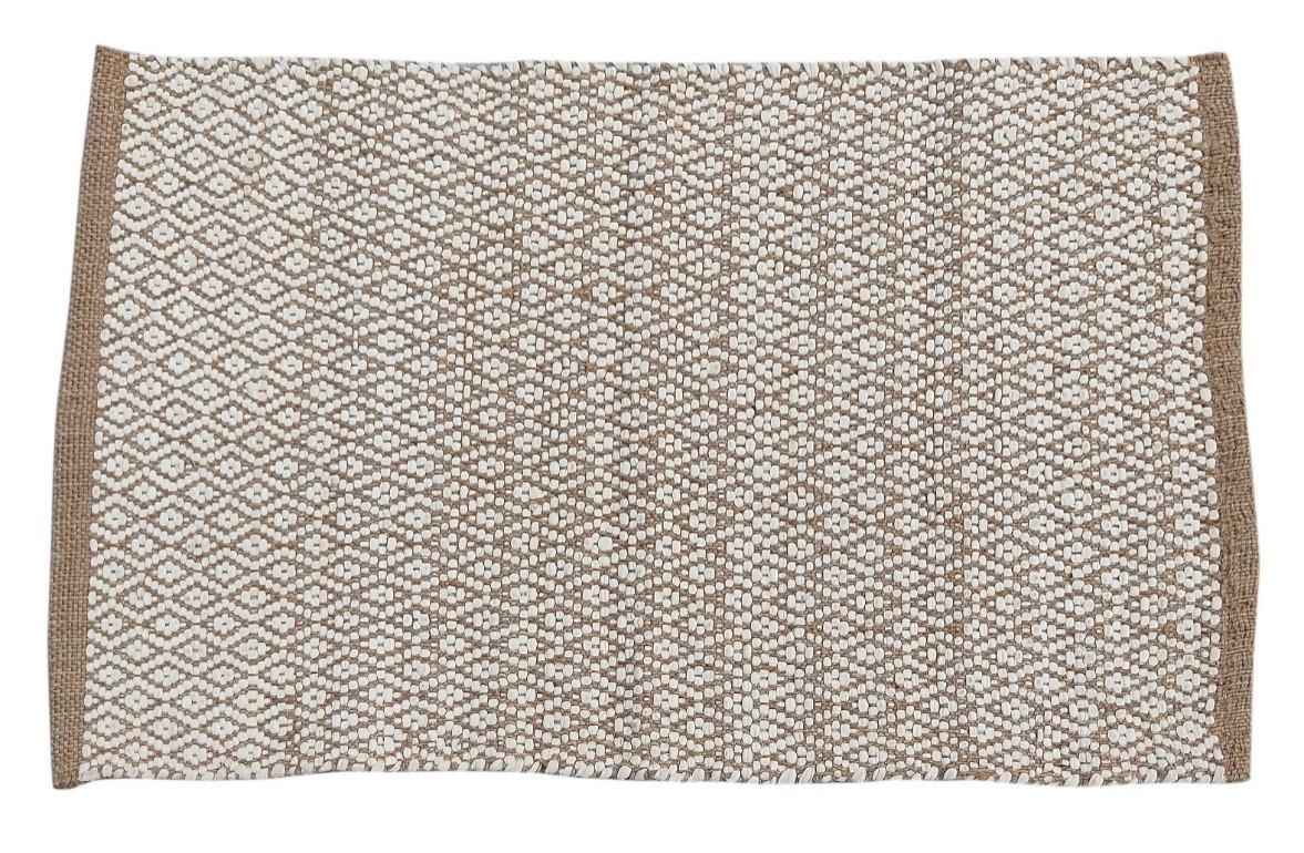 DKD Home Decor Alfombra Balines Rectangular Natural y Blanco con Yute, Fibra y Poliéster 180 x 120 cm - 5,80 kg