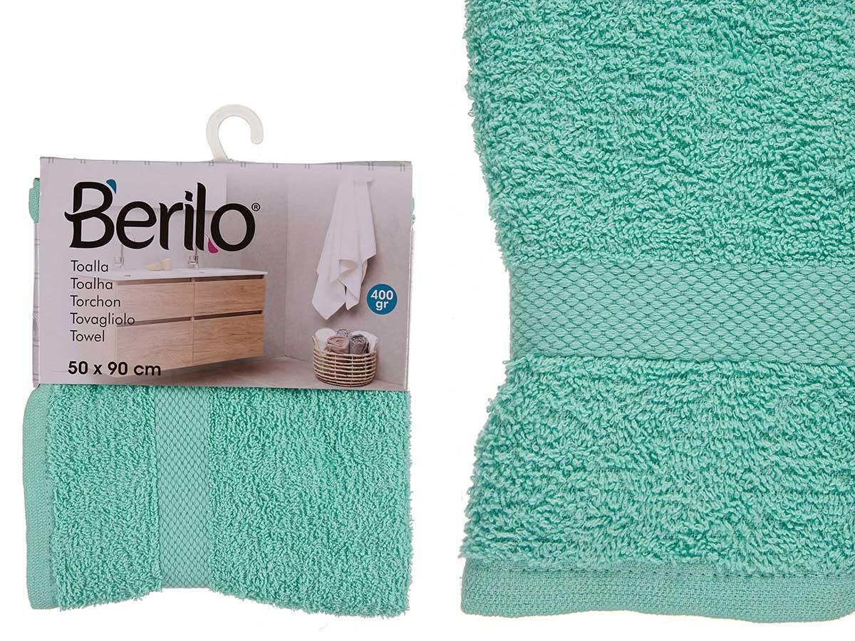 Berilo Toalla Lisa 50x90 cm Turquesa - 80% Algodón, 20% Poliéster (24 Unidades)