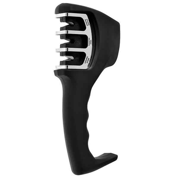 Berghoff 1100033 Afilador de Cuchillos 3 en 1 con Superficie de Diamante, Acero Tungsteno y Piedra Cerámica