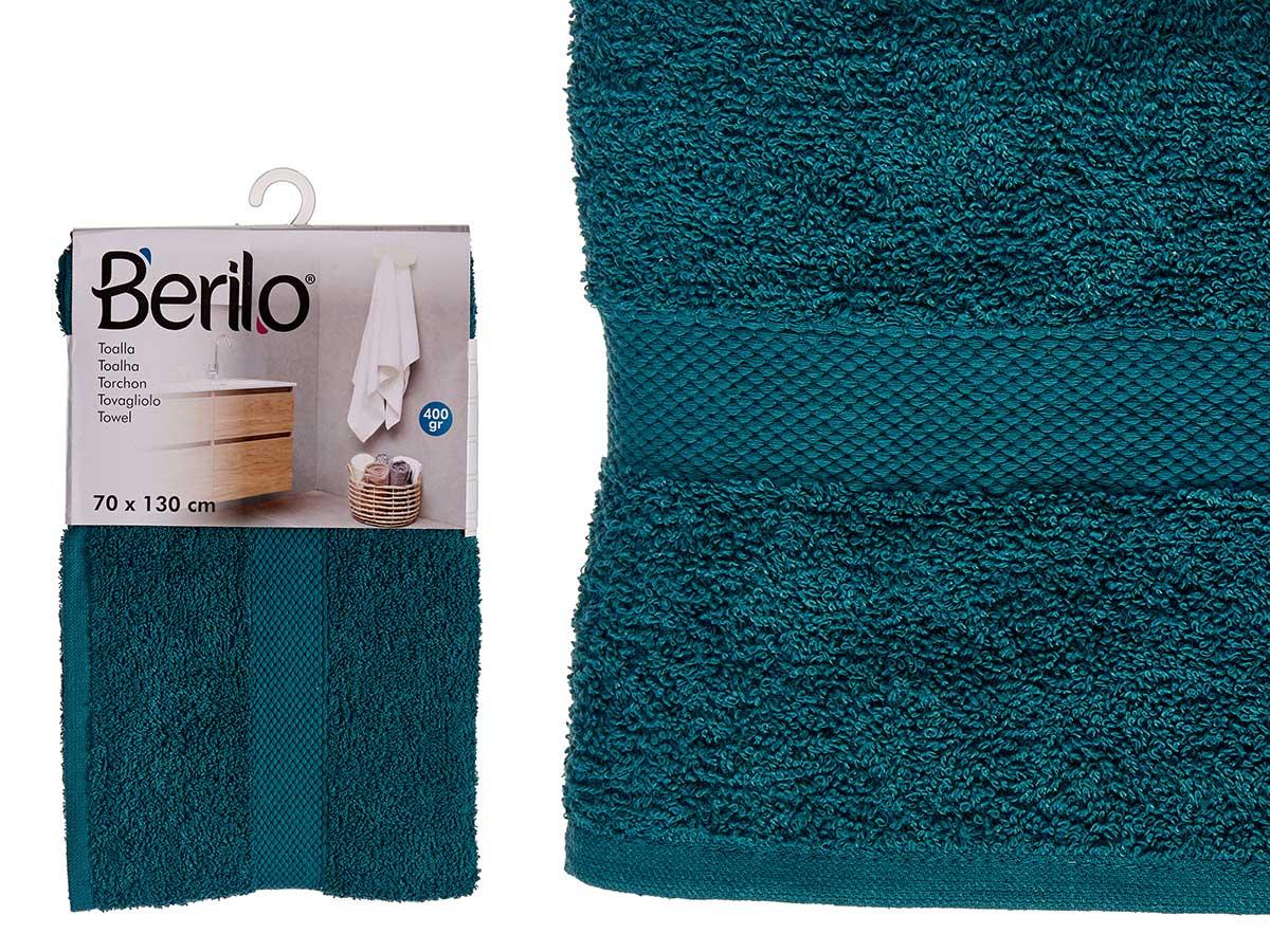Berilo Toalla Lisa 70x130 cm Azul Petróleo - 80% Algodón, 20% Poliéster, 400 g (12 Unidades)