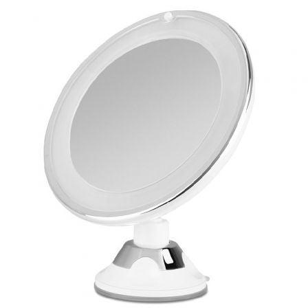 Orbegozo ESP 1010 Espejo Cosmético de Pared con Luz LED, Aumento 10X, Ø17cm, Ventosa Ajustable, Orientación 360º
