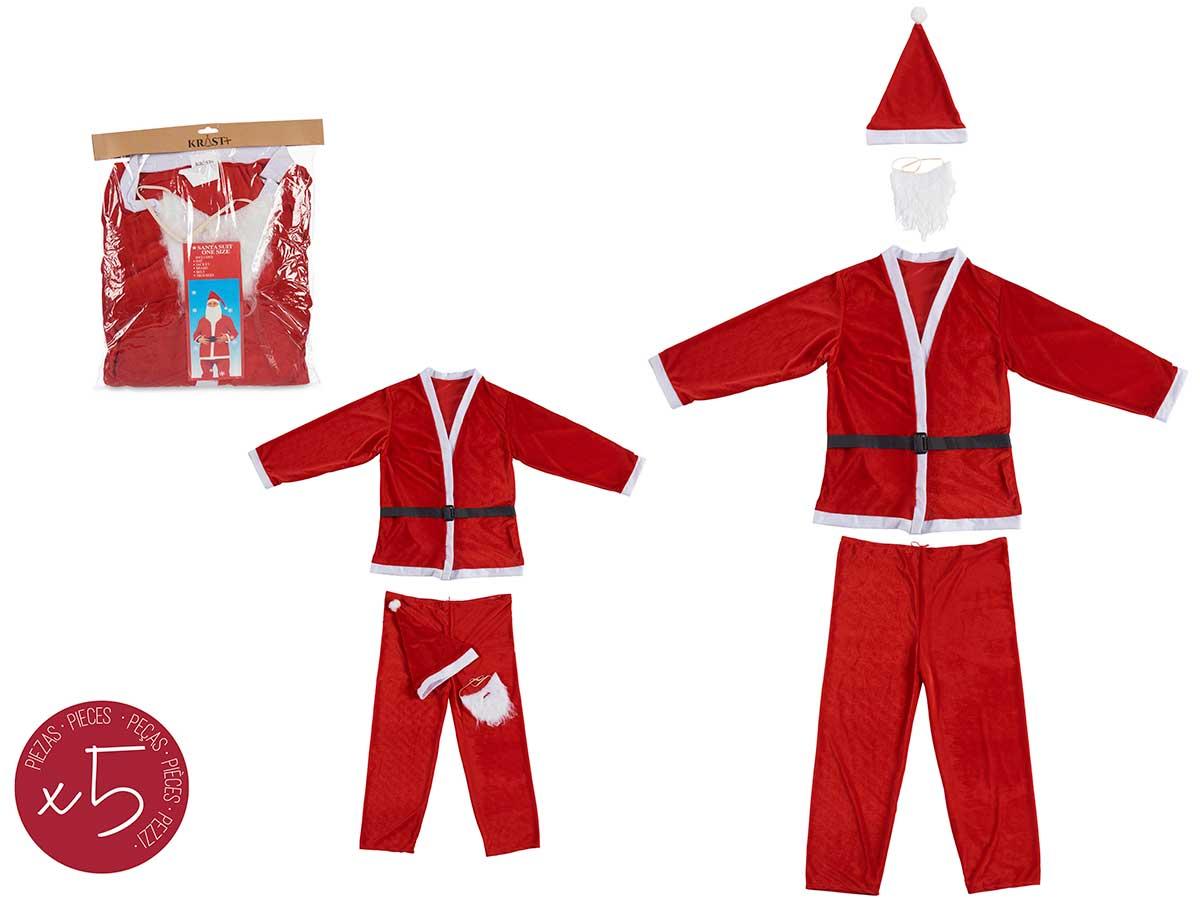 Krist+ Traje Papa Noel para Adulto - 34x42x5 cm, Rojo y Blanco, 100% Poliéster (4 Unidades)