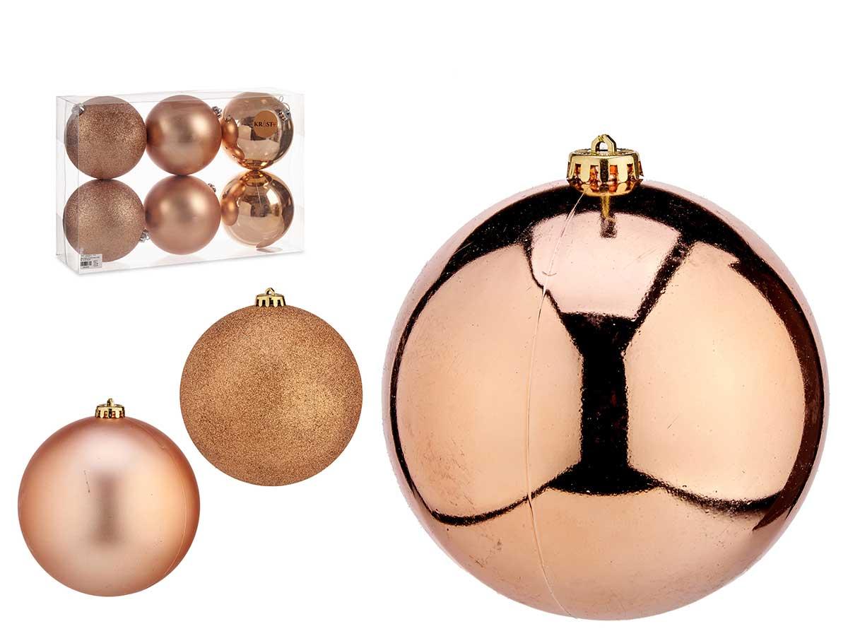 Krist+ Set de 6 Bolas de Navidad en Cobre, 15 cm - Decoración en Plástico (4 Unidades)