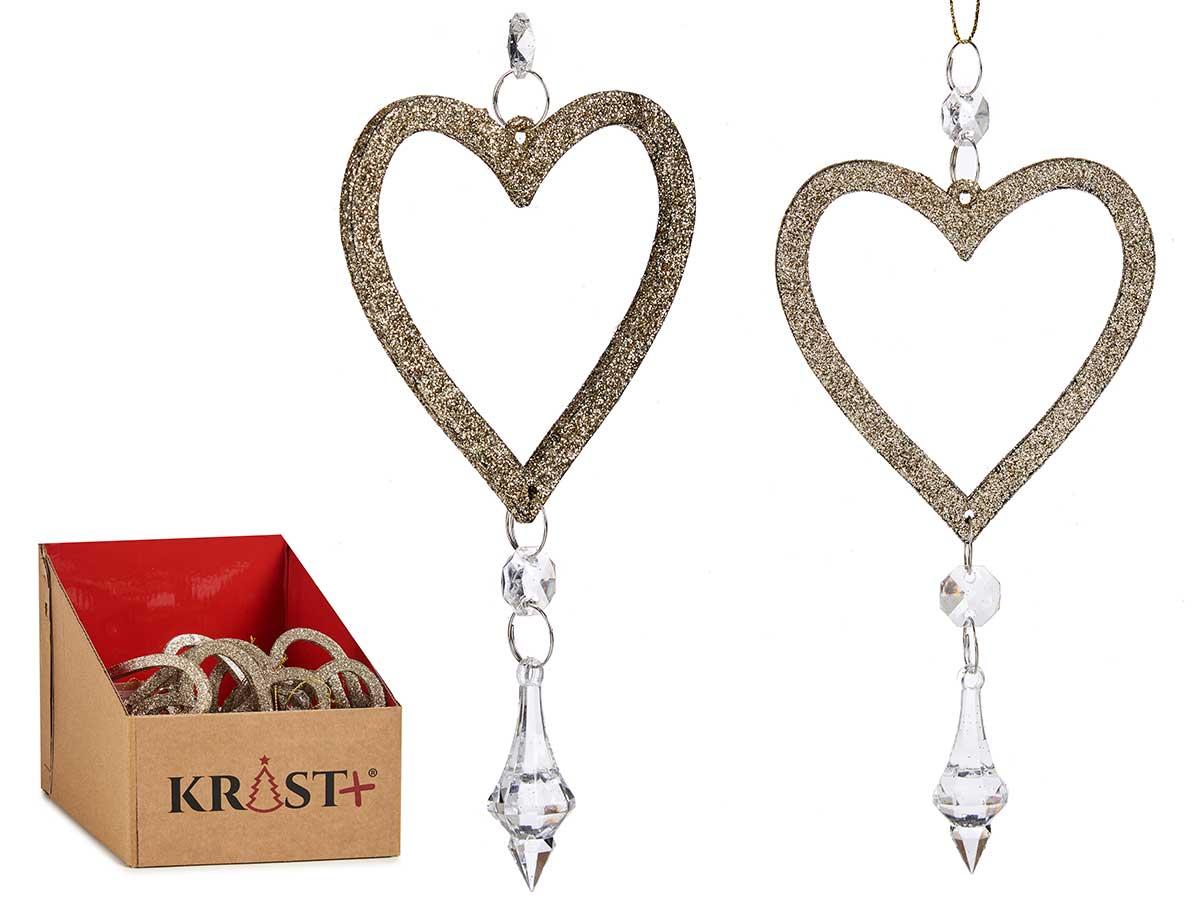 Krist+ Adorno Árbol Navidad Corazón Champagne 9x16x2 cm (48 Unidades)