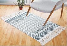 DKD Home Decor Alfombra Boho Negro y Blanco 180x120x1 cm 100% Algodón 1200gsm (Pack de 2)