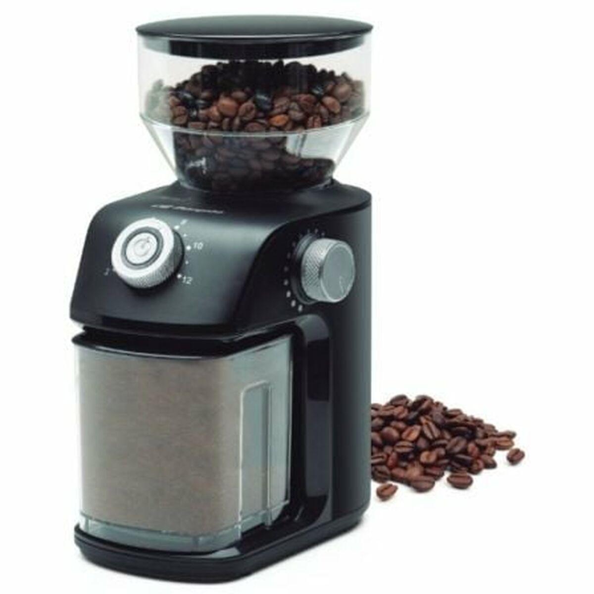 Orbegozo MO 5000 Molinillo de Café Eléctrico 150W con Muelas, Muele 2-12 Tazas, Molido Grueso a Fino, Depósito 140g, Tolva 240g