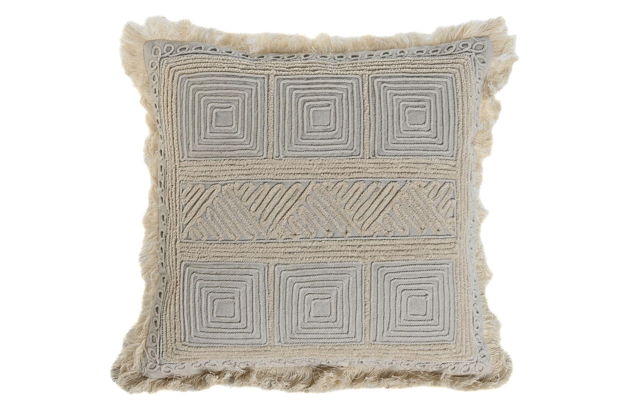 DKD Home Decor Cojín Boho Decoración 45x45 cm - Set de 2 Unidades de Algodón Bordado a Mano, Colección India 24 con Cremallera