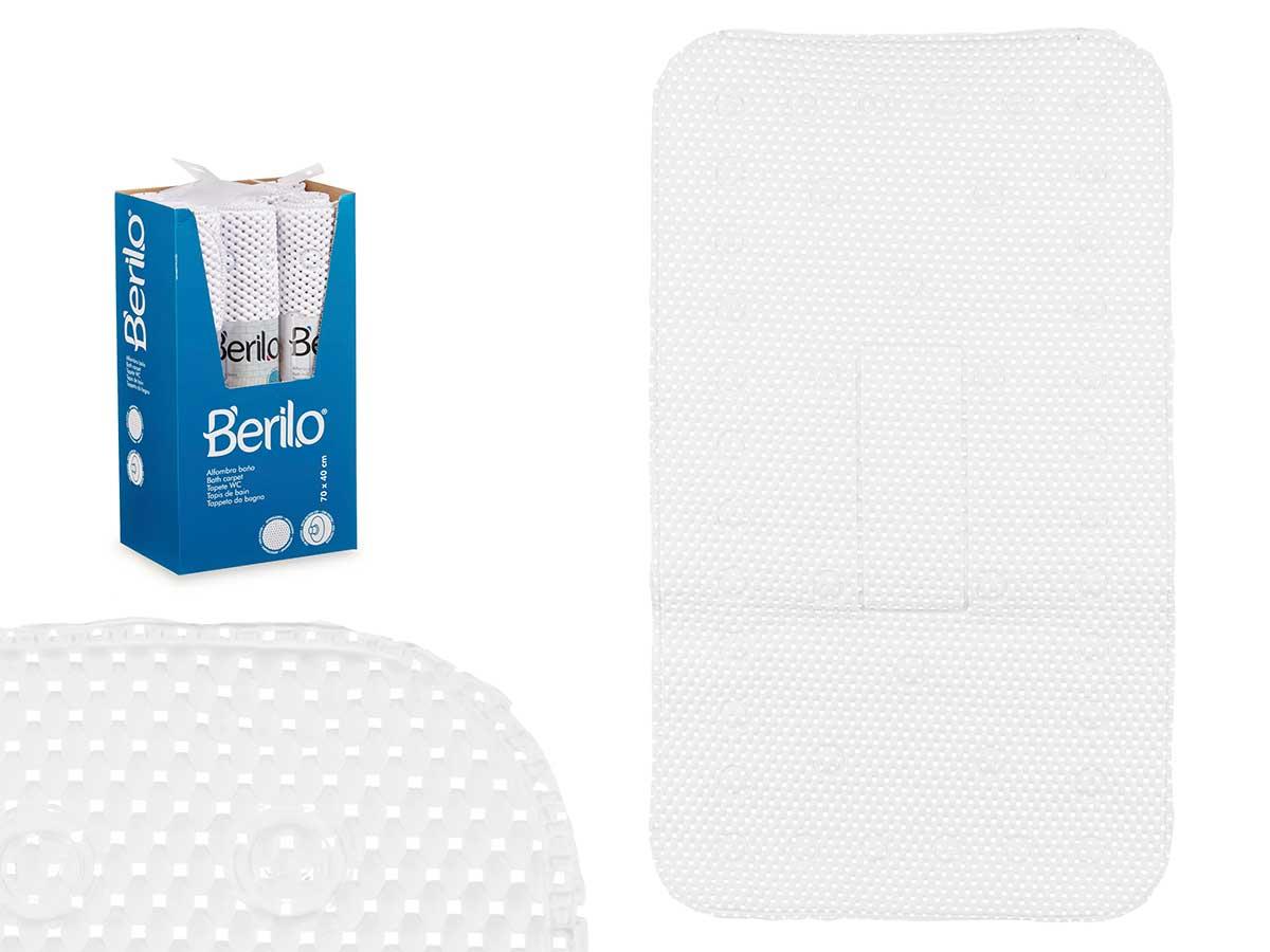 Berilo Alfombra Baño Antideslizante de Goma, Blanco, 69.3x40 cm - Plástico PVC (6 Unidades)