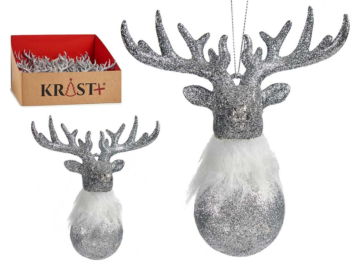 Krist+ Adorno Árbol Navidad Reno Plateado 13.5x15.5x7 cm (48 Unidades)
