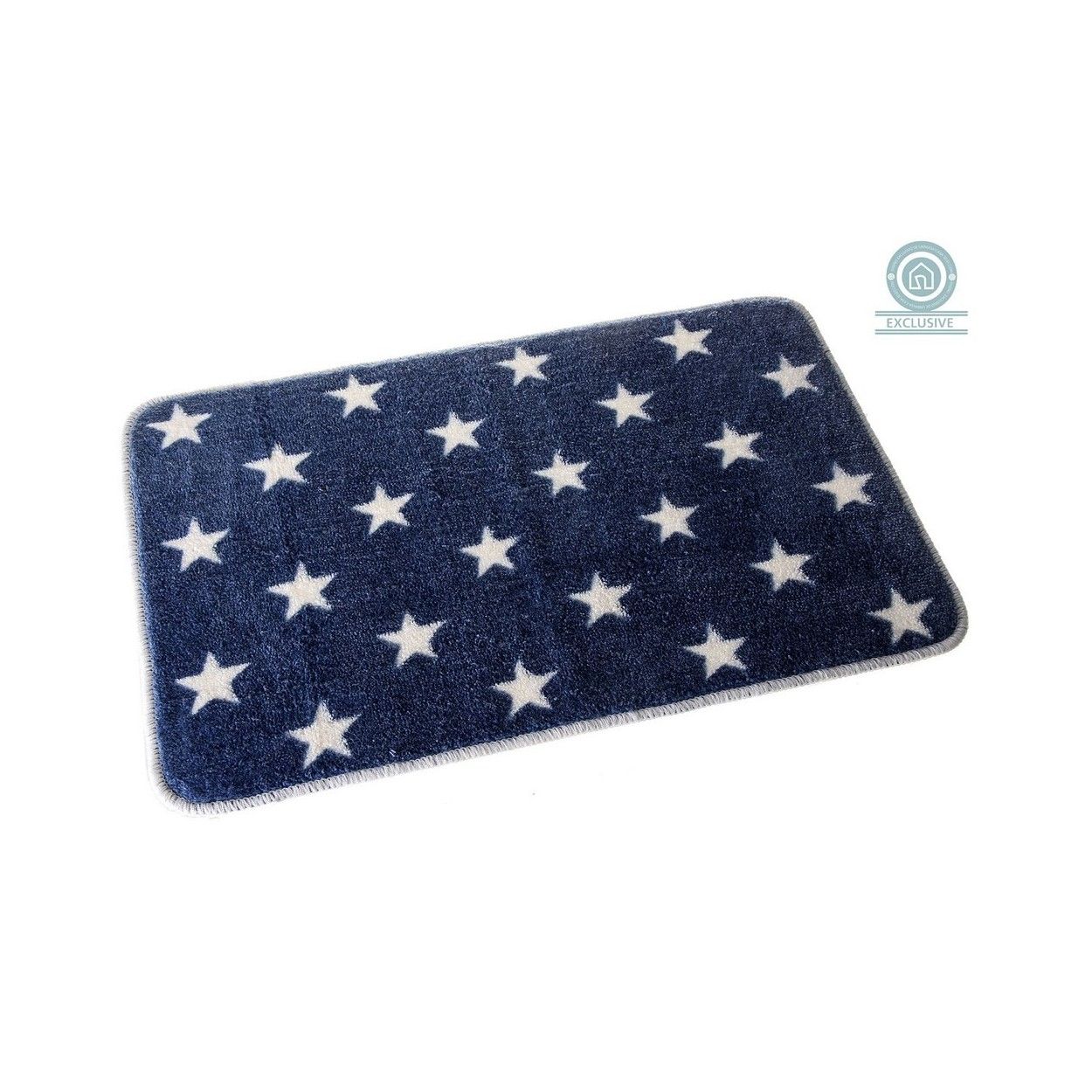Alfombra para Baño Antideslizante, Rectangular, de Color Azul Marino. Diseño de Estrellas - Hogar y Más