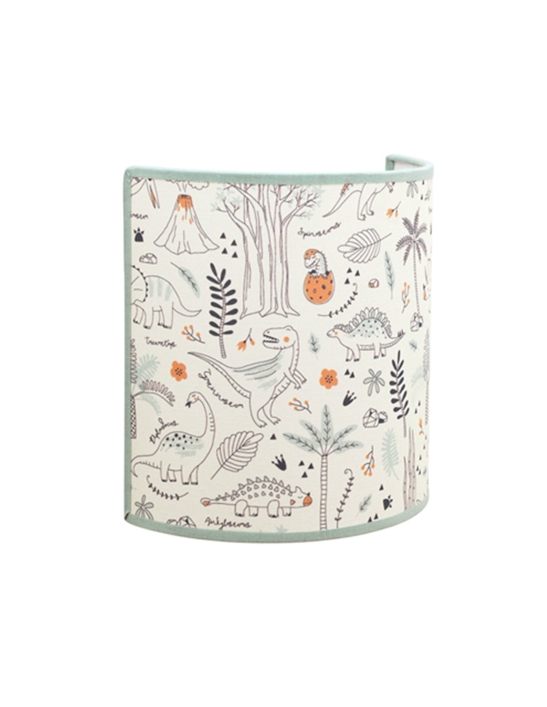 Aplique de pared Casper - IDP Lampshades - Aplique de pared infantil, textil de dinosaurios y motivos vegetales