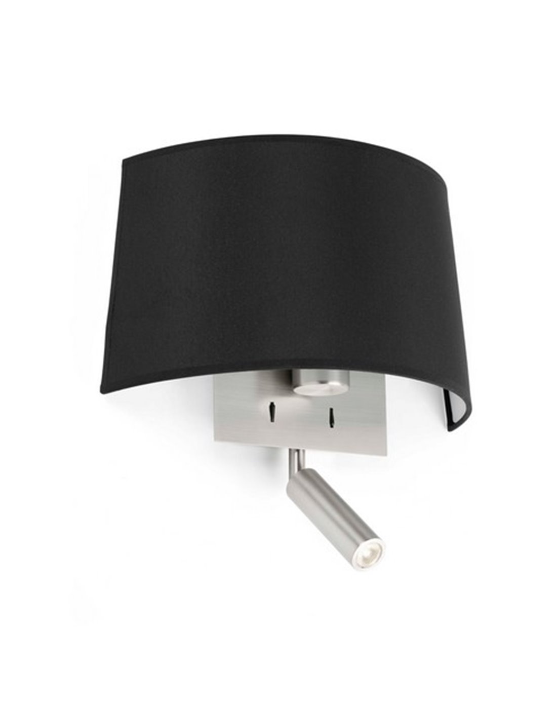 Aplique de pared con lector Volta – Faro – Pantalla textil blanca/negra