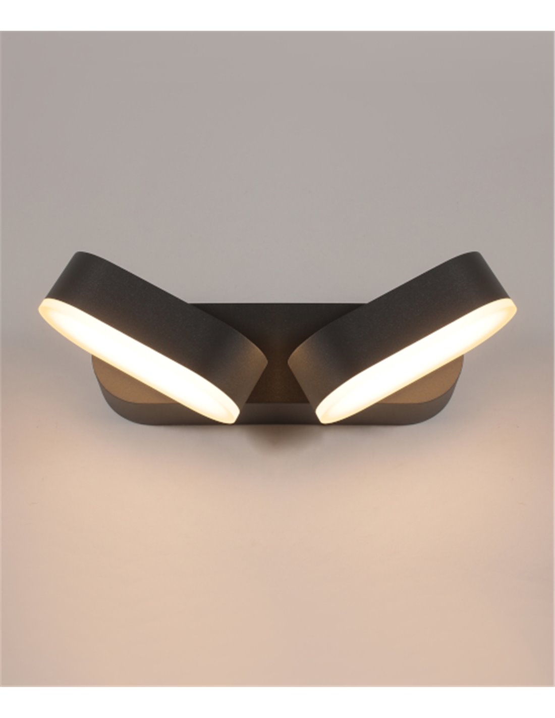 Aplique de pared de exterior Kansas – ACB – Lámpara de pared negra, 2 luces, LED 3000K