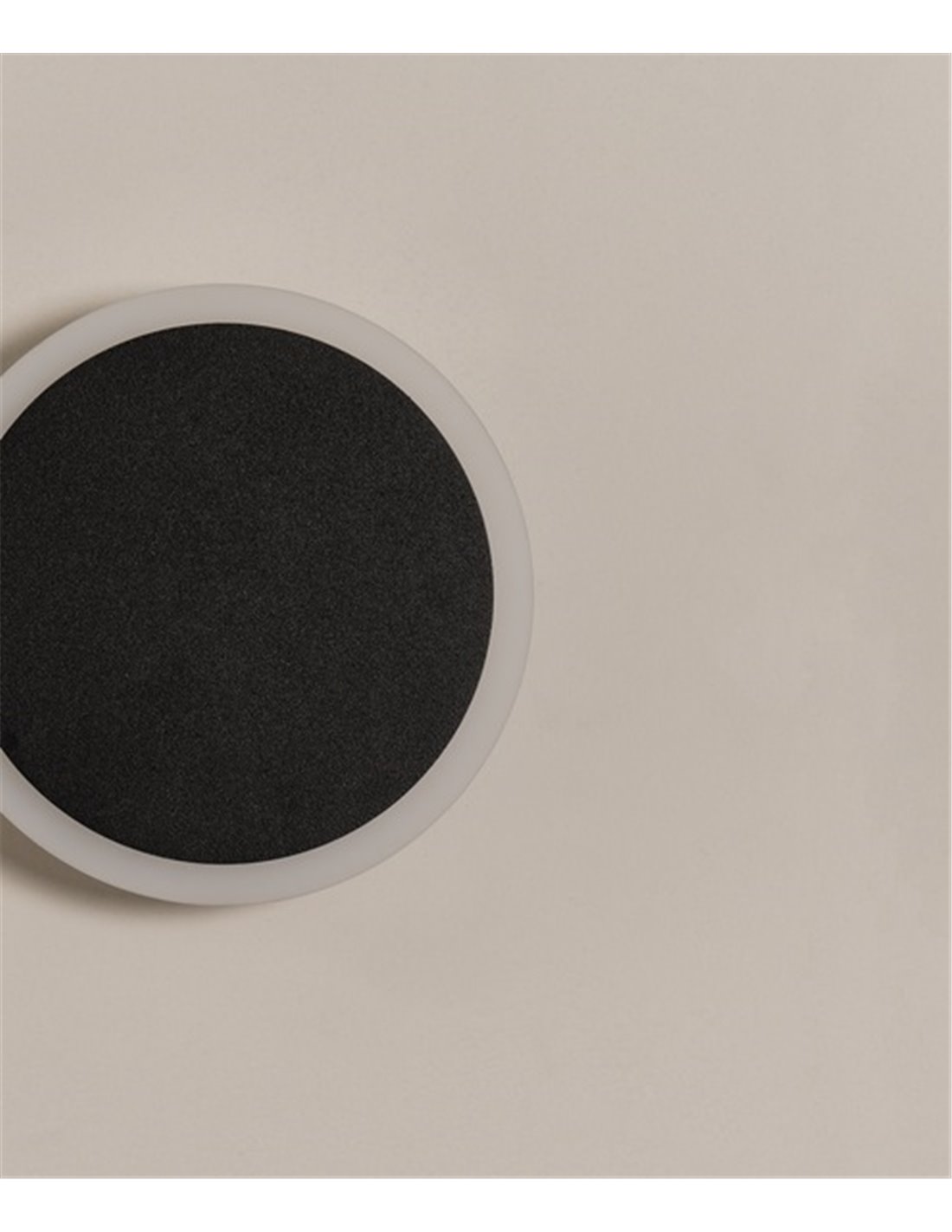 Aplique de pared Horizon W15 - Milan - Lámpara redonda minimalista negra, 15 cm
