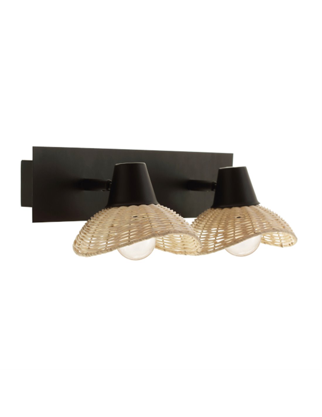 Aplique de pared Kasteli - IDP Lampshades - Lámpara con 2 pantallas de mimbre