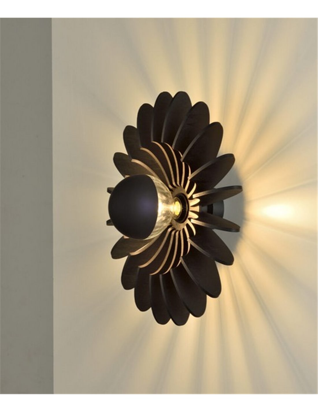 Aplique de pared Rosa del Desierto – ACB – Lámpara de madera negra