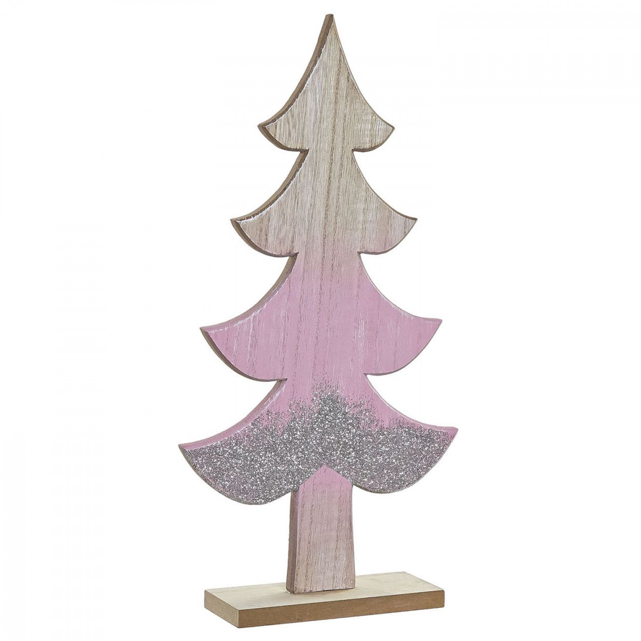 ÁRBOL DE NAVIDAD ROSA CON PURPURINA DECORATIVO 20X6X39,5CM