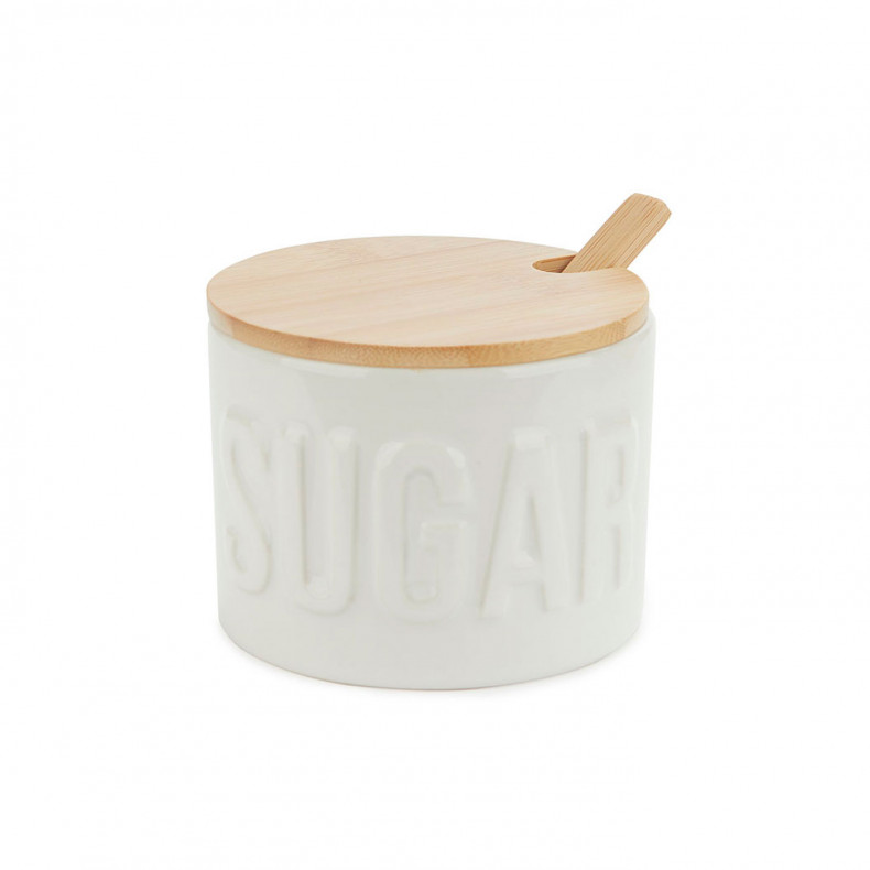 AZUCARERO BLANCO SUGAR CON CUCHARA BAMBÚ