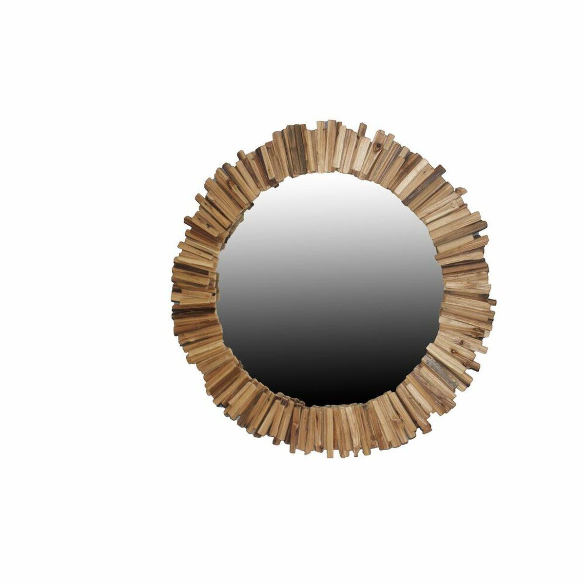 DKD Home Decor Espejo de Pared Alpino Rústico 128x128 cm Natural de Abeto y Cristal con Acabado Envejecido Hecho a Mano y luna 89x89 cm