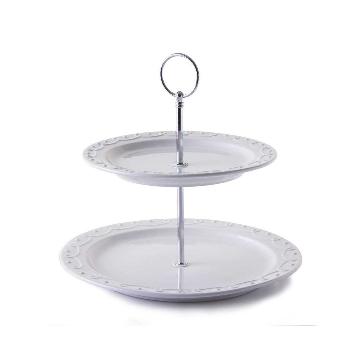 Bandeja de dos alturas en blanco