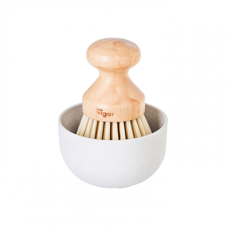 BANDEJA DISPENSADORA JABÓN CON CEPILLO BAMBÚ ZEROLINE