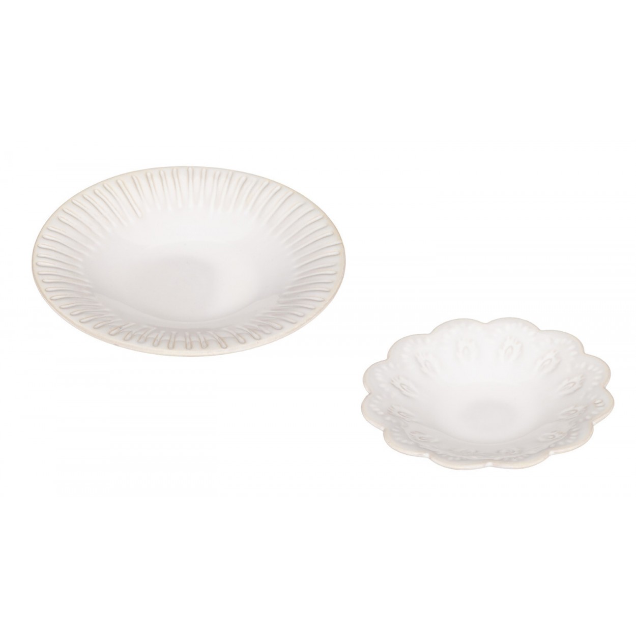 BANDEJA VACIABOLSILLOS CERÁMICA BLANCA SET 2