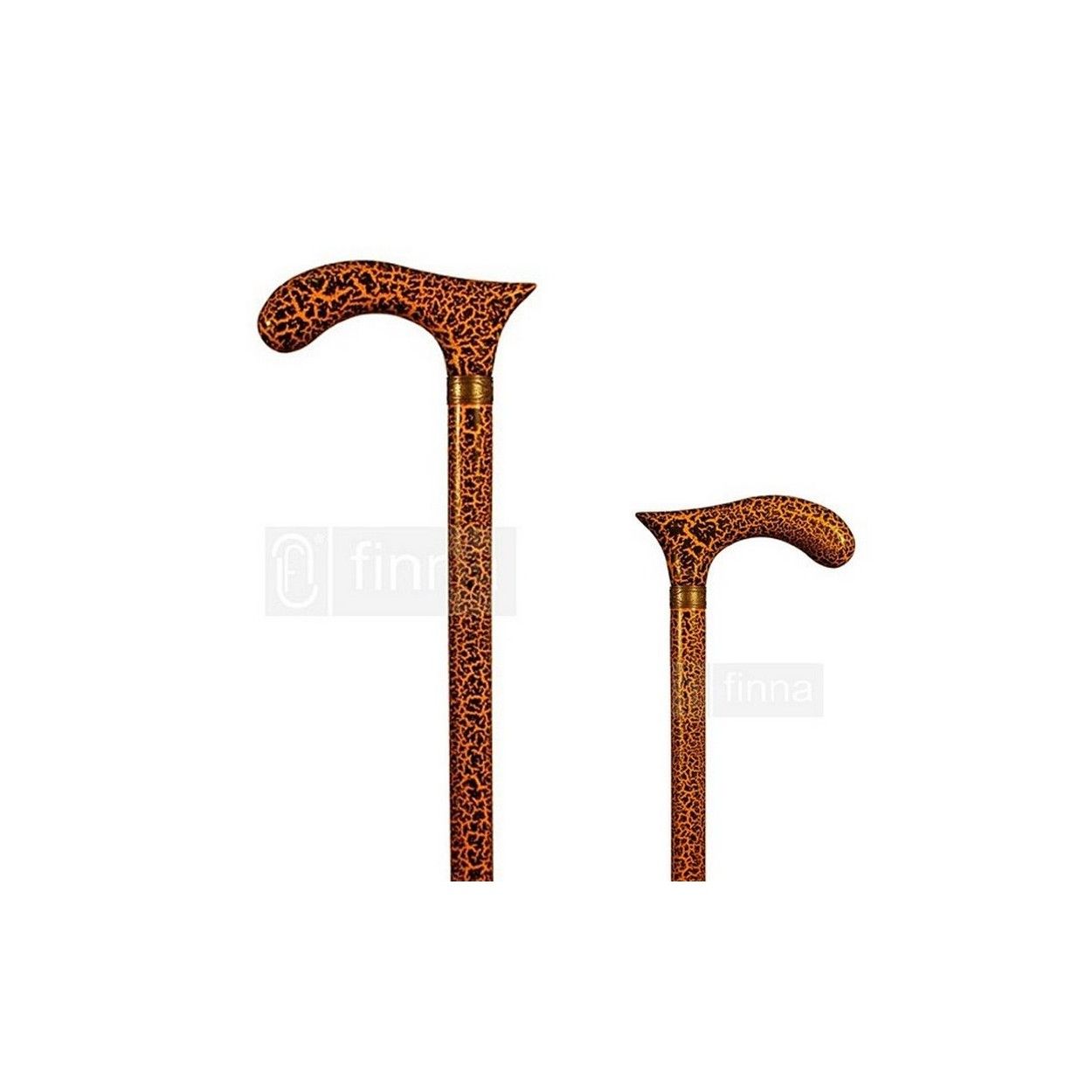 BASTÓN MADERA ESTILO CRAQUELÉ NARANJA-NEGRO.