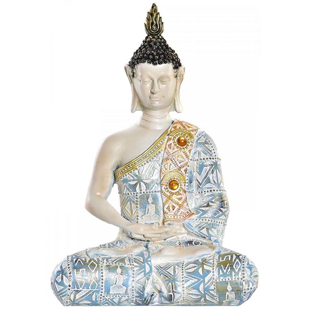 BUDA DECORACIÓN FIGURA SENTADA DHARMA 9,5X6,5X16CM