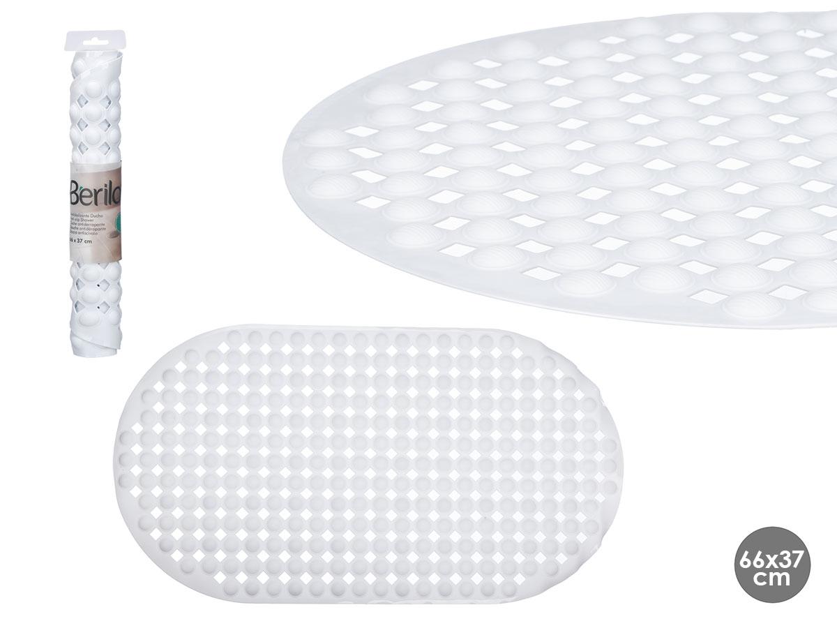 Berilo Alfombrilla Antideslizante para Ducha, PVC, Blanco, 66 x 37 cm (12 Unidades)