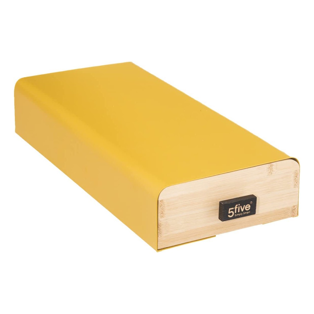 PORTA CÁPSULAS CAJA MADERA AMARILLA 17,8X38X7,3