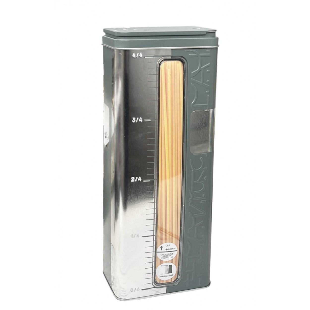 CAJA METÁLICA PARA ESPAGUETIS CON DOSIFICADOR 1 KG