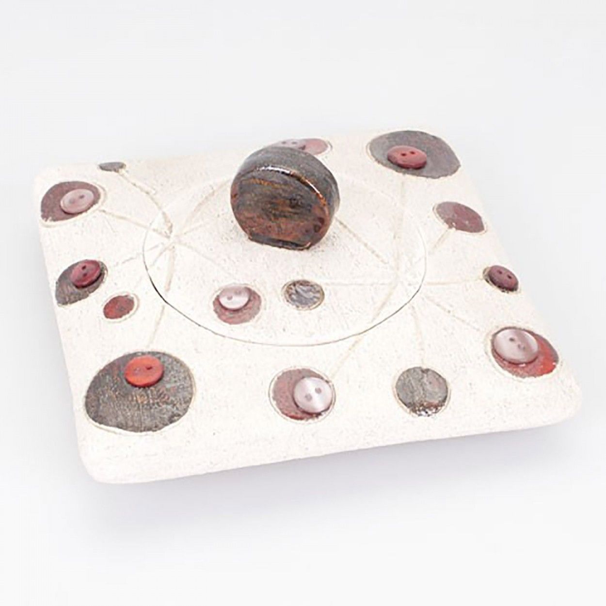 Caja de Cerámica Natural Pequeña con Botones Hogar y Más