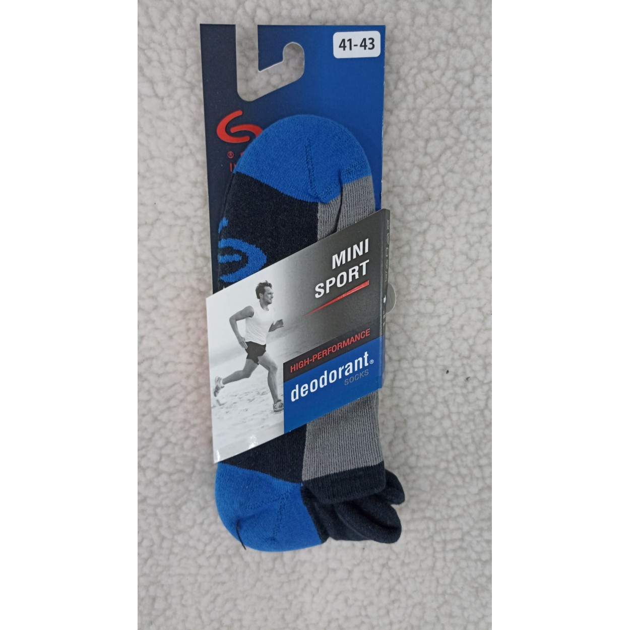 CALCETINES COTTON MINI SPORT(TOBILLERO) COLOR AZUL Y NEGRO. TALLA 41-43