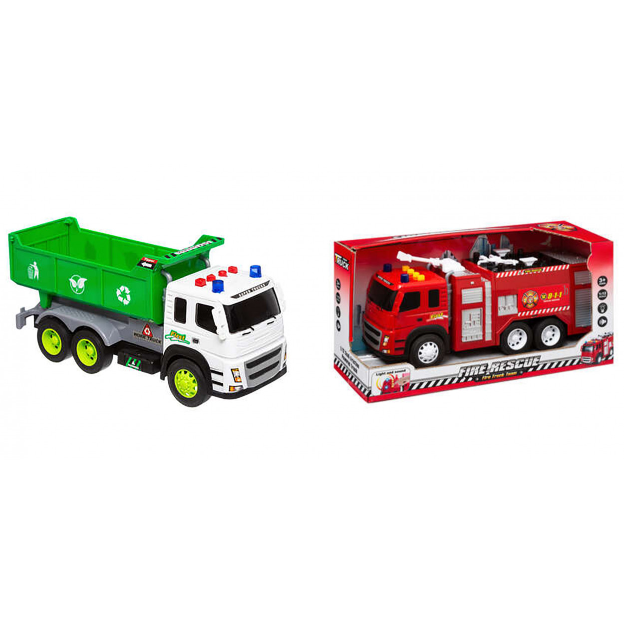 CAMIÓN DE BOMBEROS + CAMIÓN DE LA BASURA