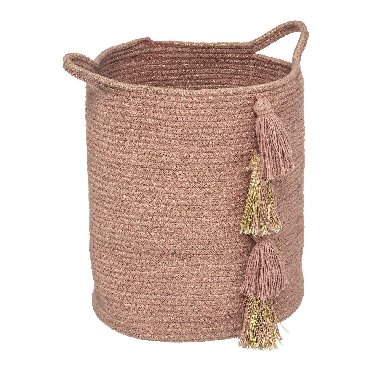 CESTA DE ALGODÓN ROSA DECORATIVA Ø28X34