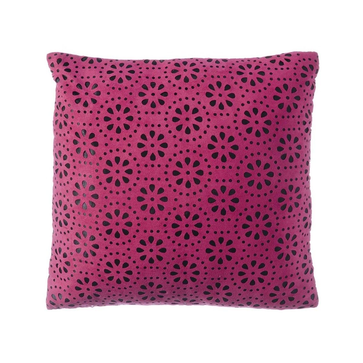 Cojín cuadrado fucsia puntos (45x45)